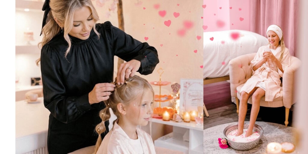 Private kids pamper party salon setup