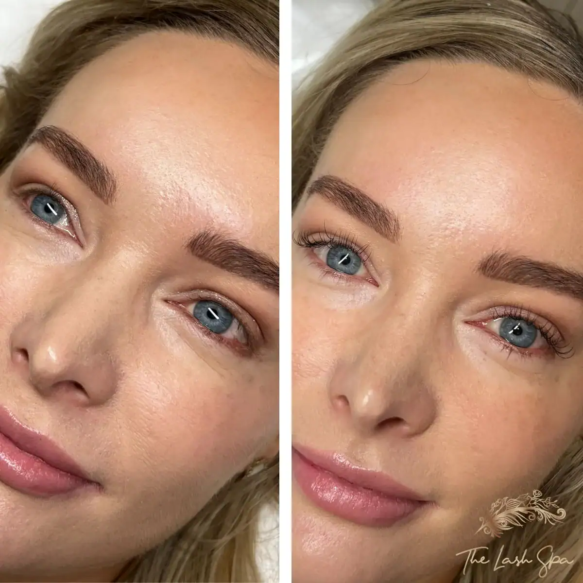 Two views of a guest wearing Tailored Classic extensions